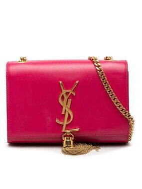 Saint Laurent YSL Monogram Classic Kate Tassel Chain Shoulder Bag Pink Leather